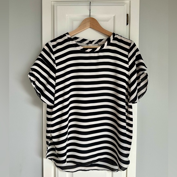 LOFT Tops - LOFT || Black and White Striped Blouse